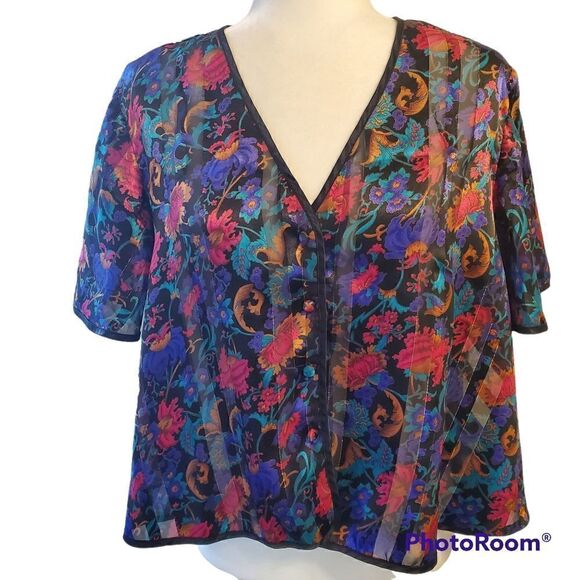 Inner Most Vintage Satin Floral Top M - Picture 1 of 11